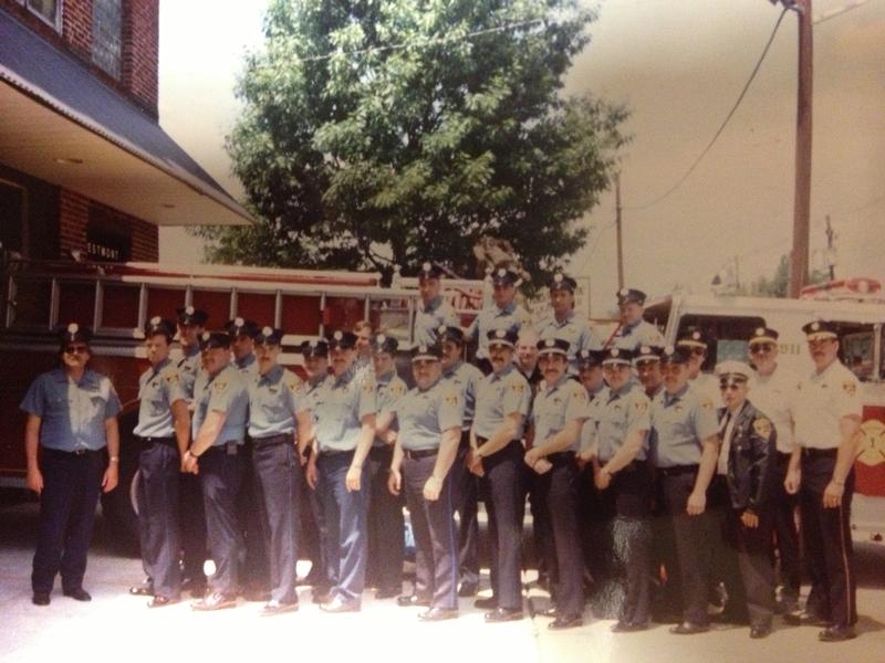 May 1993:Top Row (l-r): FF Kirk Tharp, ?, FF Jack Medes, ?

Bottom Row (l-r): FF Dave Bird, FF Sean Gooley, FF John Young, FF Dana Saxton, ?, ?, FF Jim Heckers, ?, FF Joe Bennett, FF Jim Bresch, Capt. Mike Vitelli, FF Dan Penney, Capt. Bill Tessing III, Capt. Bruce Williams, Capt. John Medes, FF Jim Nuzzi, Lt. Dave Wallace, Capt. Earl Clark, Bob Cole, AC Steve Bird, Capt. Bill Anderson, AC Rick Etter, Chief Rusty Morgan
